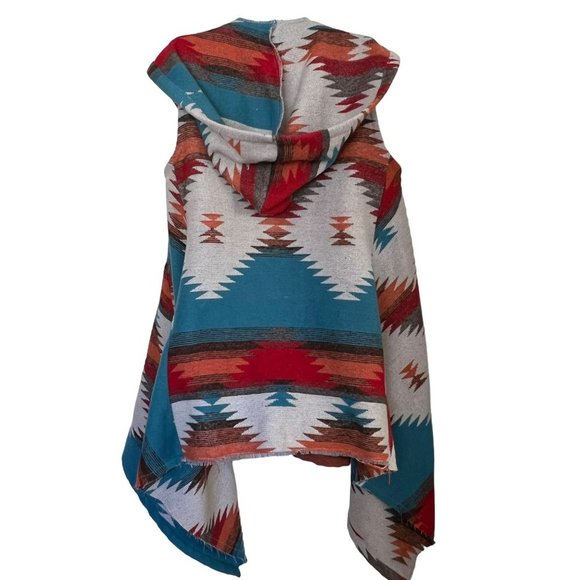 BB DAKOTA AZTEC SADDLE BLANKET PETUNIA HOODED TUNIC VEST SIZE MEDIUM - Picture 11 of 13